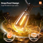 addlon 200FT(50FT*4) Outdoor String Lights with Remote,Waterproof Patio Lights with 108 Shatterproof Dimmable ST38 LED Bulbs Connectable Outdoor Lighting for Backyard Bistro Garden Bistro 2FT Spacing