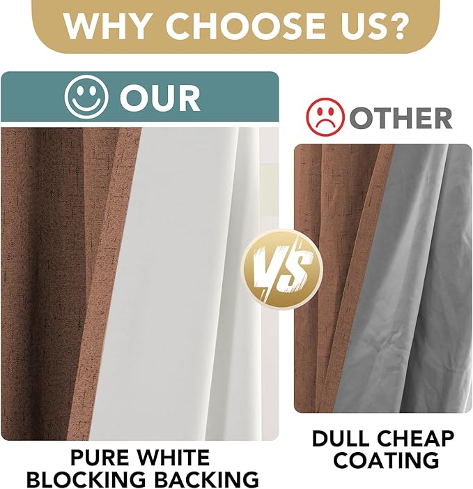 H.VERSAILTEX Linen Blackout Curtains Durable Thick Textured Linen Look 100% Blackout Patio Door Curtain Anti Rust Grommet Extra Wide Sliding Door Curtain Panel, W100 x L96 inch, Washed Spice