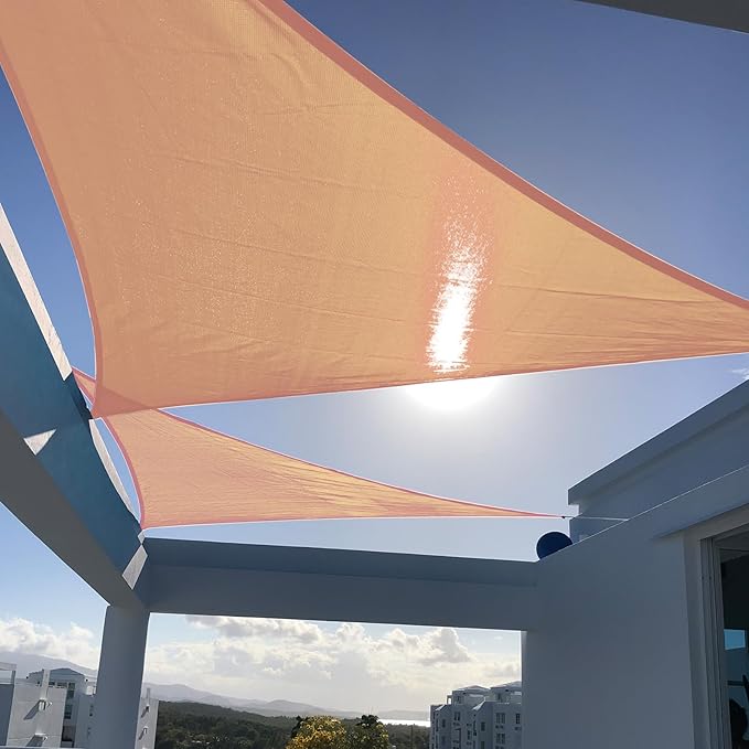 SUNNY GUARD Custom Size 8'x8'x8' Peach Fuzz Sun Shade Sail Triangle UV Block Shade for Backyard Yard Patio Deck Garden(Customized)