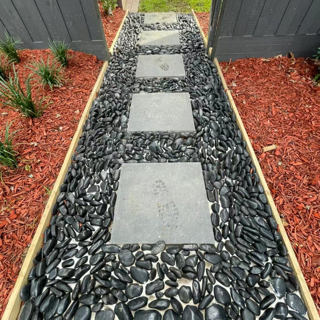 40lbs Large River Rocks for Landscaping, 3-4" Black Pebbles | for Garden Design, Hand-Picked Smooth Stones for Fish Tank, Flower Pots, Indoor Water Fountains, Pathways, Backyard