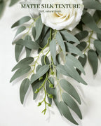 artificial italian ruscus greenery 21" long stems, gray, close-up detail