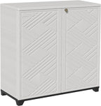 ADDOK Indoor Outdoor Plastic Storage Cabinet 34"x15"x34", Outdoor Storage Shed for Living Room, Hallway, Balcony, Garage, Garden, Backyard-White（W/O Shelf）