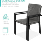 Best Choice Products Set of 2 Stackable Outdoor Wicker Dining Chairs All-Weather Firepit Armchair w/Armrests, Steel Frame for Patio, Deck, Garden, Yard - Gray