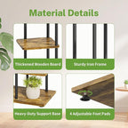 iDavosic.ly 7 Tier Tall Plant Stand Indoor, Tiered Corner Metal Wood Multiple Flower Holder Shelf, 58 Inch Orchid Display Rack for Patio Porch Living Room Balcony Outdoor, Modern Black & Rustic Brown