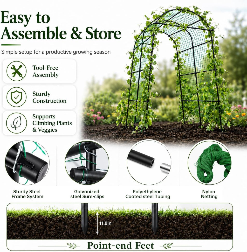 follook garden arch trellis for climbing plants outdoor, close-up detail