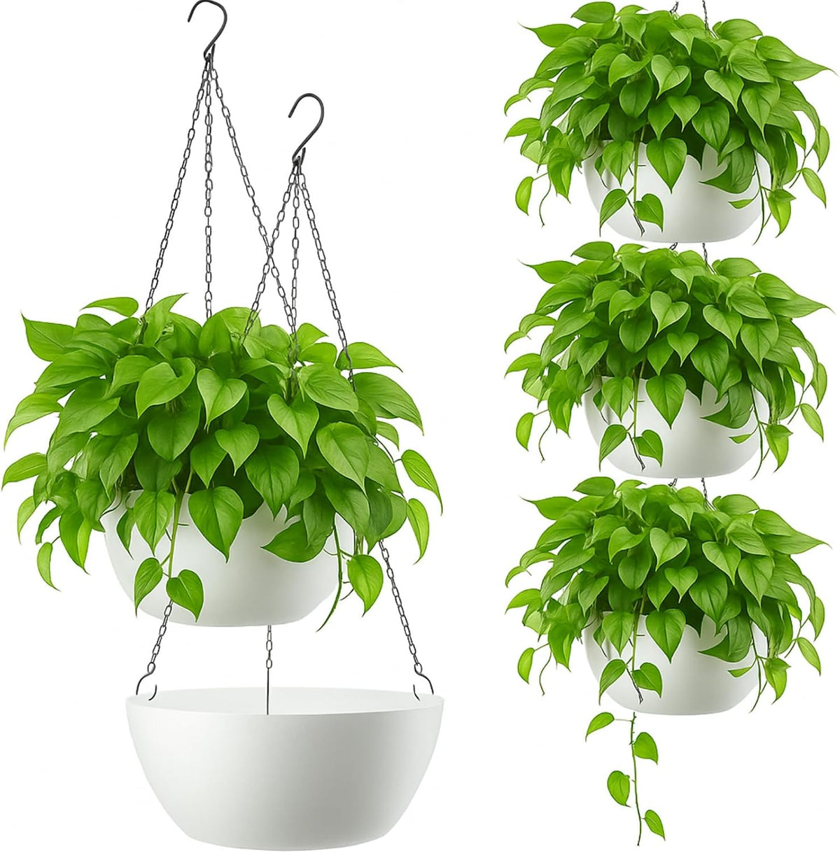maxcheck 4 pack 13 inch large hanging planters, main product view