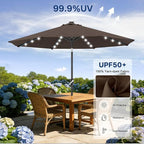 ABCCANOPY 10FT Durable Solar Led Patio Umbrellas with 32LED Lights (Brown)