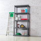 Sterilite 2-Pack 5 Shelf Unit, Heavy-Duty Shelving Storage Rack for Home and Garage, Gray - Multipurpose Plastic Organizer Shelves for Smart Organization