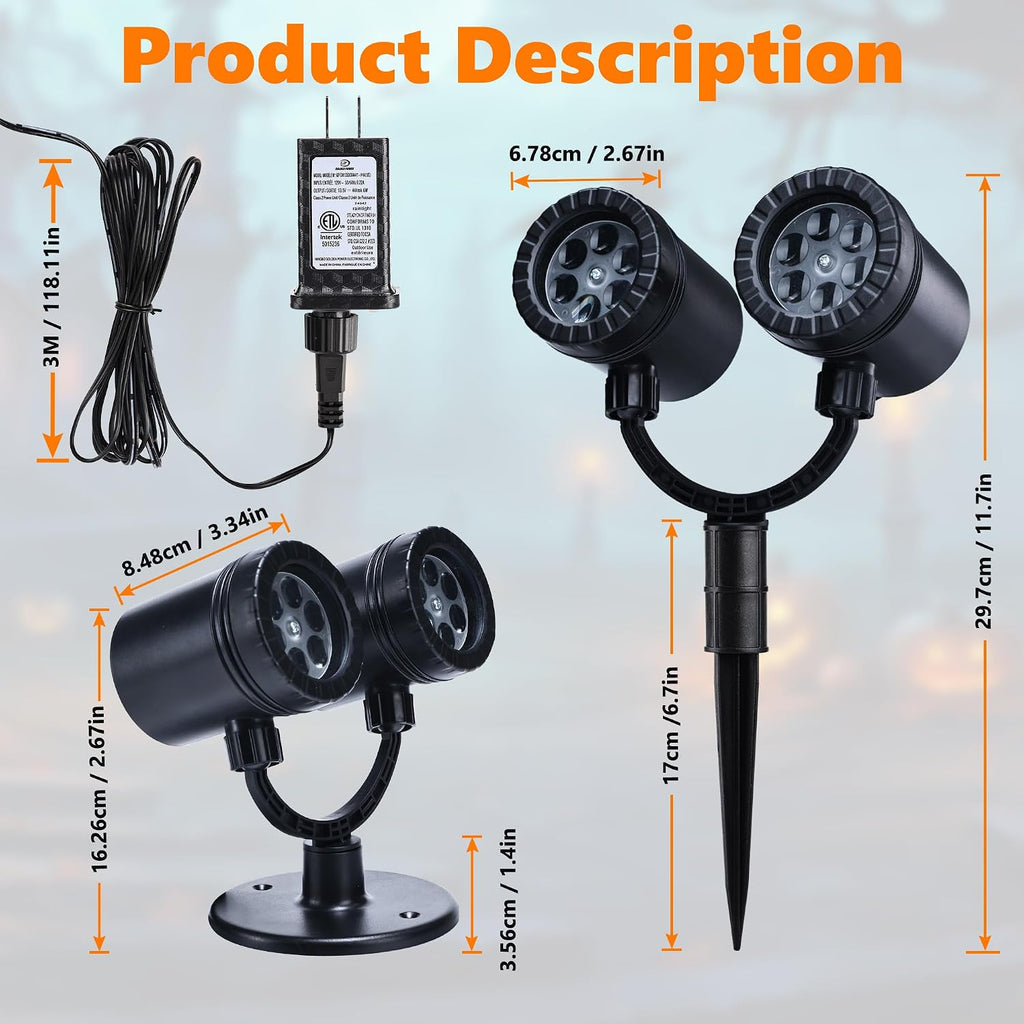 Toodour Halloween Projector Lights Outdoor, Double Head Dynamic Halloween Lights Projector with Timer, Waterproof Devil Face Indoor Outdoor Decorations Light for Home Window Wall Decor