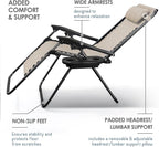 Nestl Zero Gravity Chairs, Portable Patio Lounge Chair Outdoor with Pillows & Cup Holder Trays, Adjustable Steel Mesh Reclining Camping Chair, Folding Patio Lawn Chair for Deck, Beach, Yard - Beige