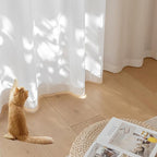 Non-See-Through Privacy White Sheer Curtains 96 inches Long 2 Panels, 52" Wide Rod Pocket Window Curtains & Drapes for Living Room Home Office Patio Sliding Door Bedroom Dining Room