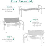Best Choice Products Outdoor Bench 2-Person Metal Steel Benches Furniture for Garden, Patio, Porch, Entryway w/Geometric Backrest, 790lb Capacity - Dark Green