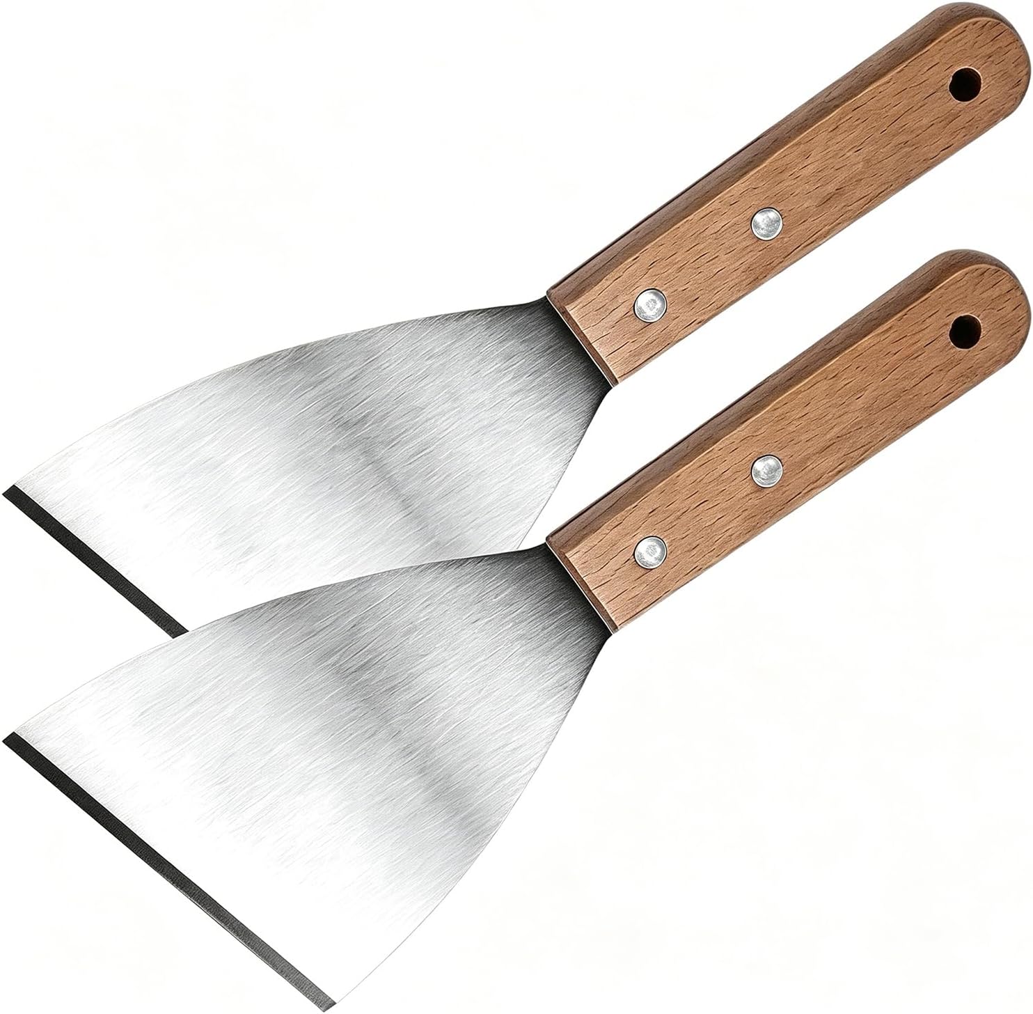 Griddle Scraper, Stainless Steel Slant Edge Metal Grill Scraper 2 pcs，Suitable for teppanyaki, grills, and kitchen cleaning