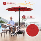 Abba Patio 9FT Lyon Outdoor Patio Umbrella Outdoor Table Umbrella with Push Button Tilt and Crank Market Umbrella 8 Sturdy Ribs UV Protection Waterproof for Garden Deck Backyard Pool Dark Red