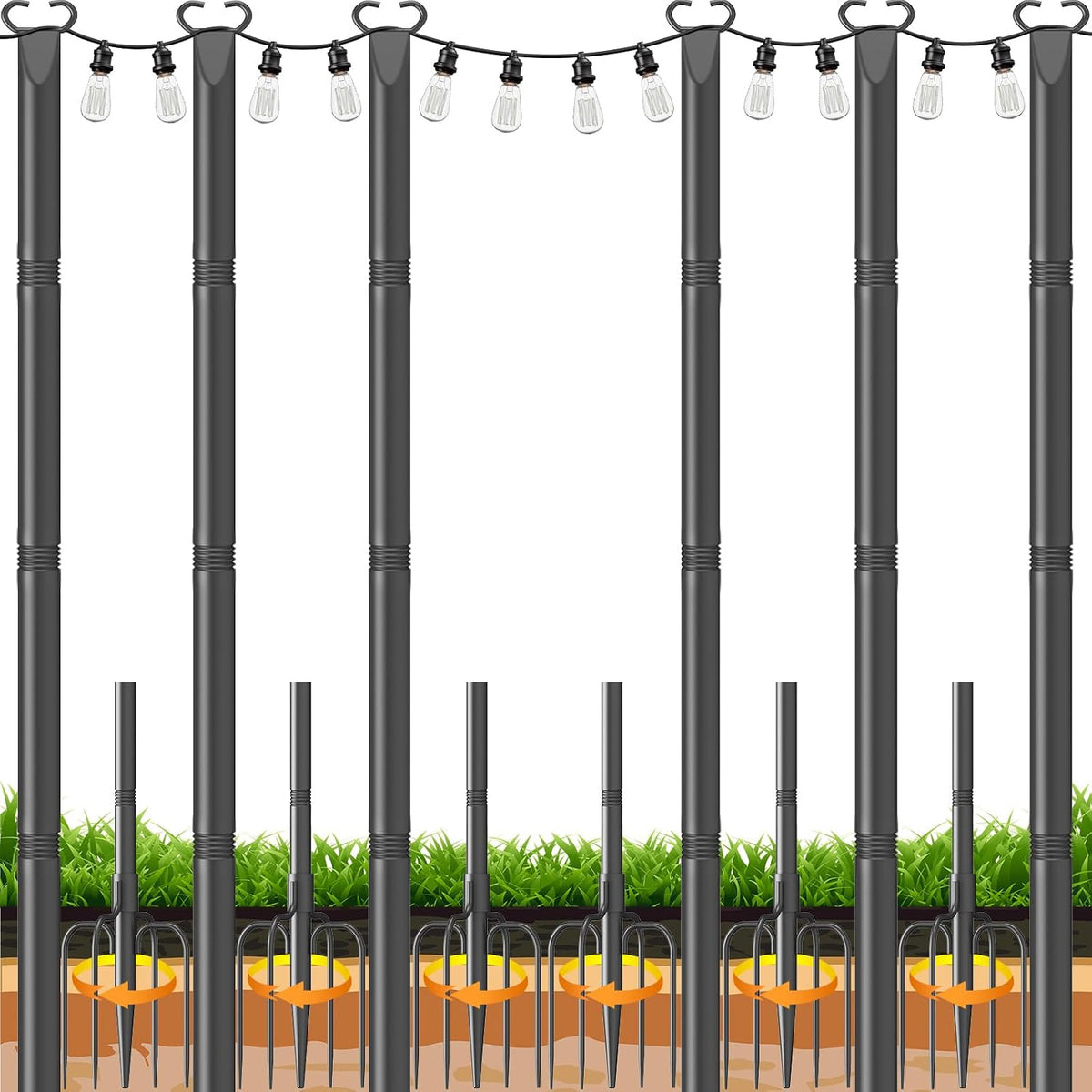 10ft string light poles 6 pack,poles for outdoor, main product view