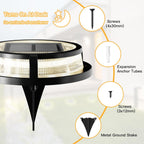 Solar Ground Lights, Outdoor Solar Deck Light, Flat Disc Lights, Waterproof Landscape Light for Garden Lawn Yard Fence Pathway - Durable Aluminum Frame with a Sturdy Metal Stake