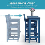 Ciokea 3 Pcs Outdoor Bar Height Table Set, 60" Extra Long Rectangle High Top Table and 2 Oversized Adirondack Chairs, Heavy-Duty All-Weather HDPE Patio Bar Set for Backyard Balcony Deck, Navy Blue