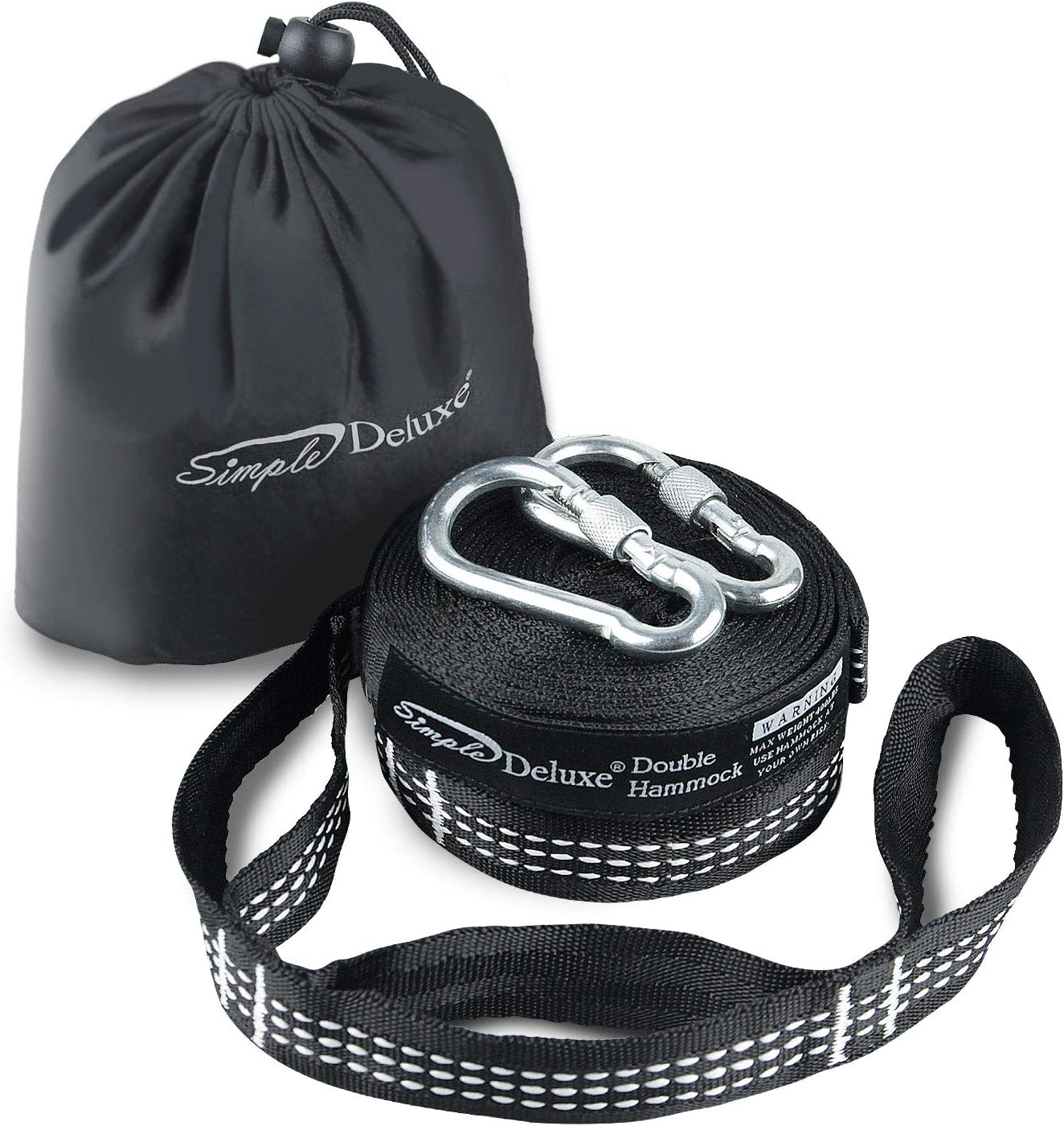 Simple Deluxe 10-Feet Pair of 800 LBS Heavy Duty Lightweight Portable Hammock Straps 32 Loops and 2 Metal Locking Carabiners, 10'