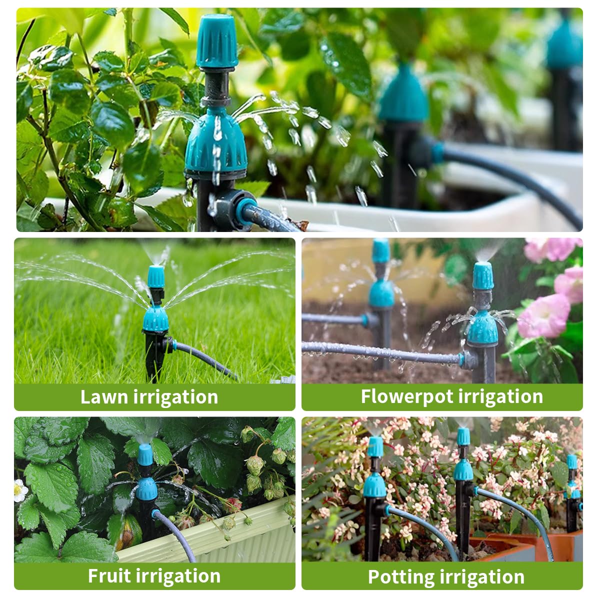 drip irrigation system 98ft, fast connect automatic irrigation, front angle view