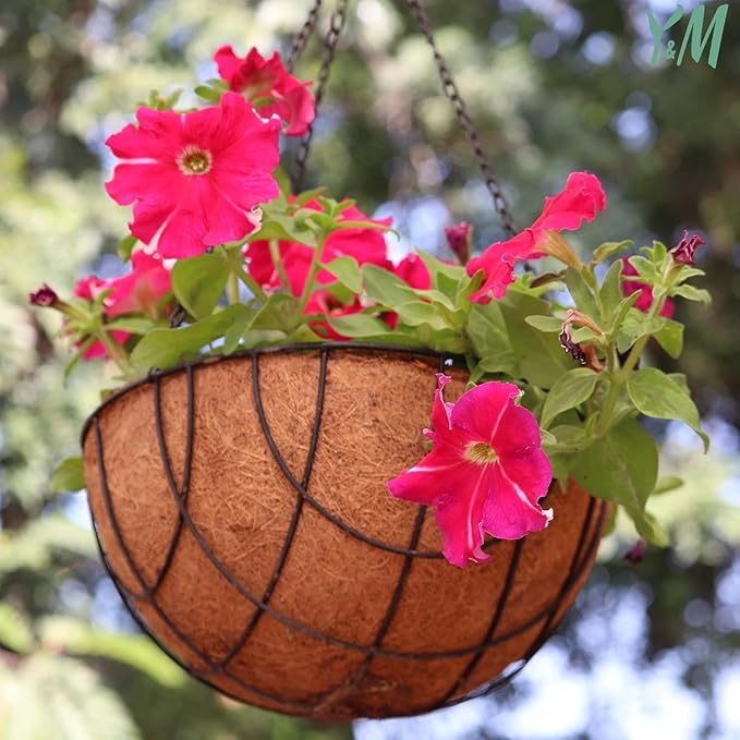 Y&M 2PCS 14" Round Coconut Fiber Liner Pre-Formed Replacement for 14'' Hanging Basket