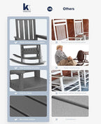 KINGYES Oversized Outdoor Rocking Chair Set of 4, All-Weather Patio Rocking Chairs for Porch, HDPE Outdoor Patio Rockers with High Back & Wide Seat for Garden, Lawn, Gray