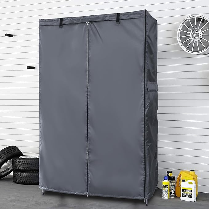 Waterproof Shelf Cover,600D Heavy Duty Dustproof Storage Wire Rack Covers,Outdoor Shelving Covers for Wire Shelves with Zipper 60''x24''x72'',Clear Front.