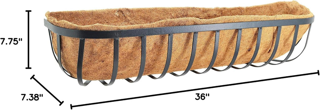 Arcadia Garden Products Hanging Window Basket Metal Trough, 36-inch