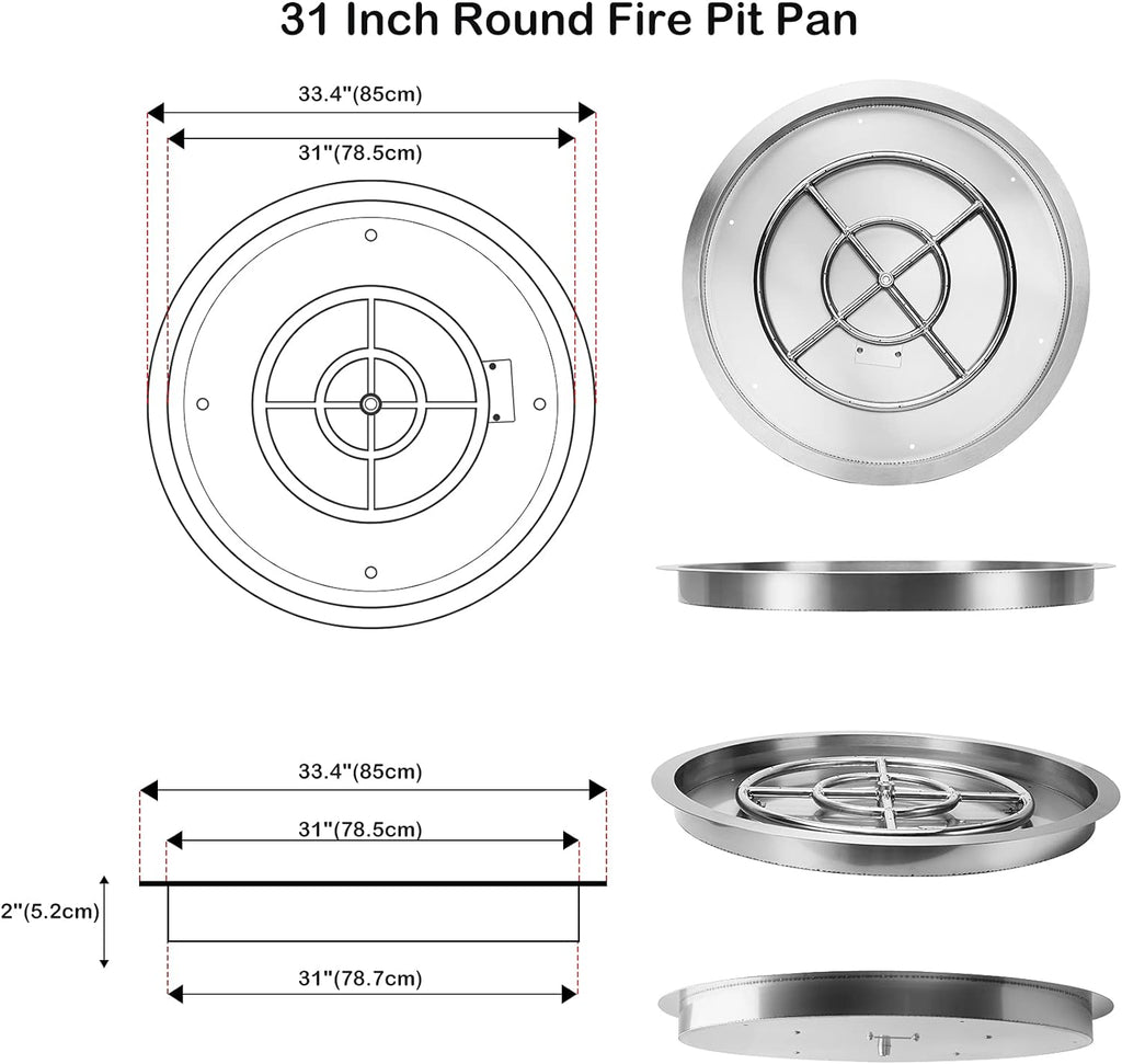 stanbroil 31 inch drop-in round fire pit with shown in use
