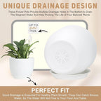 Plant Pots 10/9/8/7.5/7 inch Flower Pots with Multi Mesh Drainage Holes, Planters for Indoor Outdoor Garden Plants and Flowers. (White)