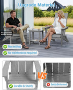 YEFU Adirondack Chairs Set of 2:Oversize Folding - 400lb Weight Capacity - Plastic Adirondack Chairs - High Back Like Wooden - All-Weather Use for Outdoor/Patio/Fire Pit/Garden/Camping - (Grey)