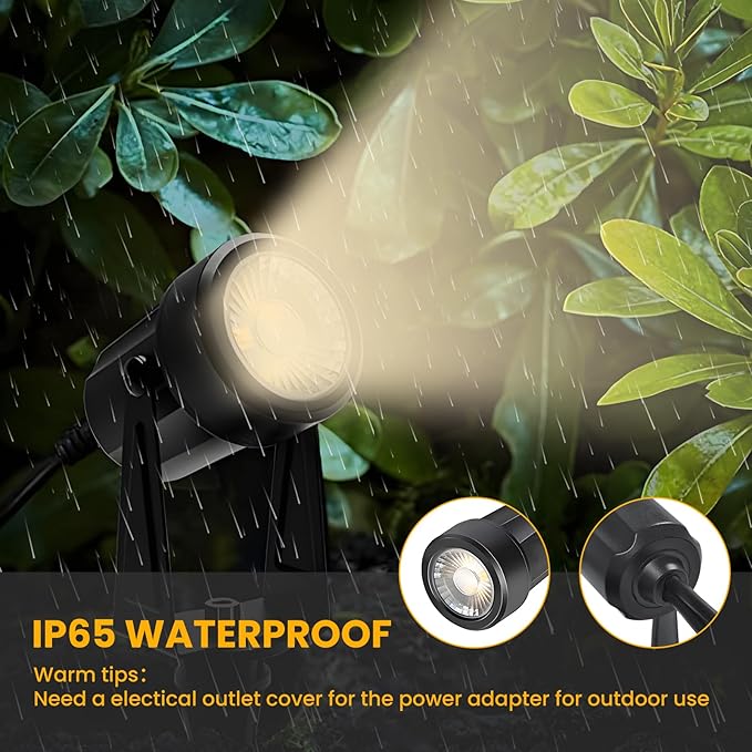Svater Landscape Lighting Outdoor, 8 Pack Low Voltage Spotlights with Transformer, Plug in LED Spot Lights for Pathyway, Backyard, House,3000K Warm White, Super Bright 3W 250Lumem, Black