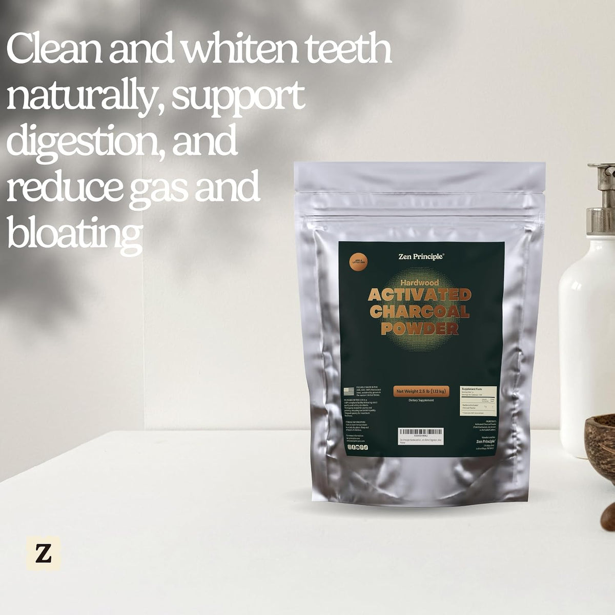 zen principle hardwood activated charcoal powder 100 percent, package contents