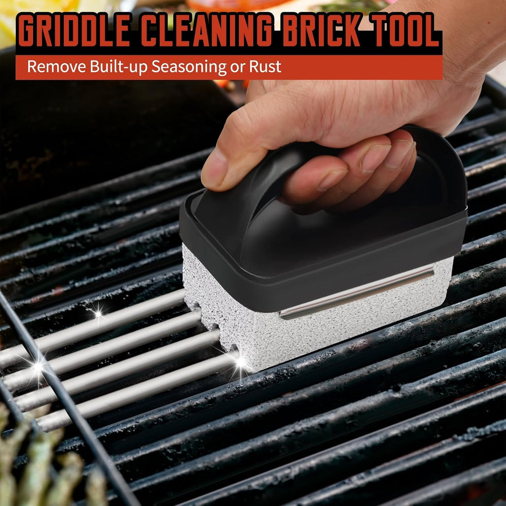 Griddle Cleaning Kit for Blackstone, Heavy-Duty Scraper & Ergonomic Handles | Non-Scratch Scouring | Flat Top Griddles | Cast Iron | Ovens & BBQ Surfaces | Removes Stubborn Grease Easily