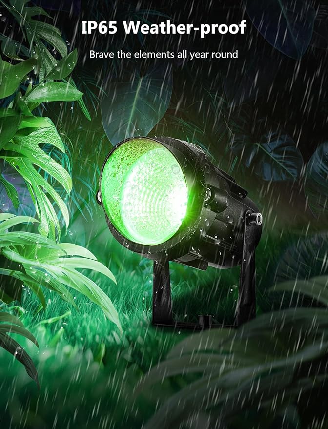 12W RGBW Color Changing Landscape Lights - Low Voltage LED Landscape Lighting, Remote Control Spotlight Outdoor Waterproof Garden Pathway Halloween Christmas Spot Lights, 8 Pack with Connector