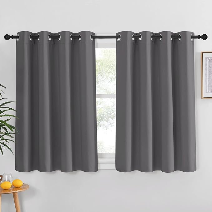 NICETOWN Bedroom Blackout Curtain Panel - Window Treatment Thermal Insulated Solid Grommet Blackout for Living Room (1 Panel, 52 by 54 inches, Grey)