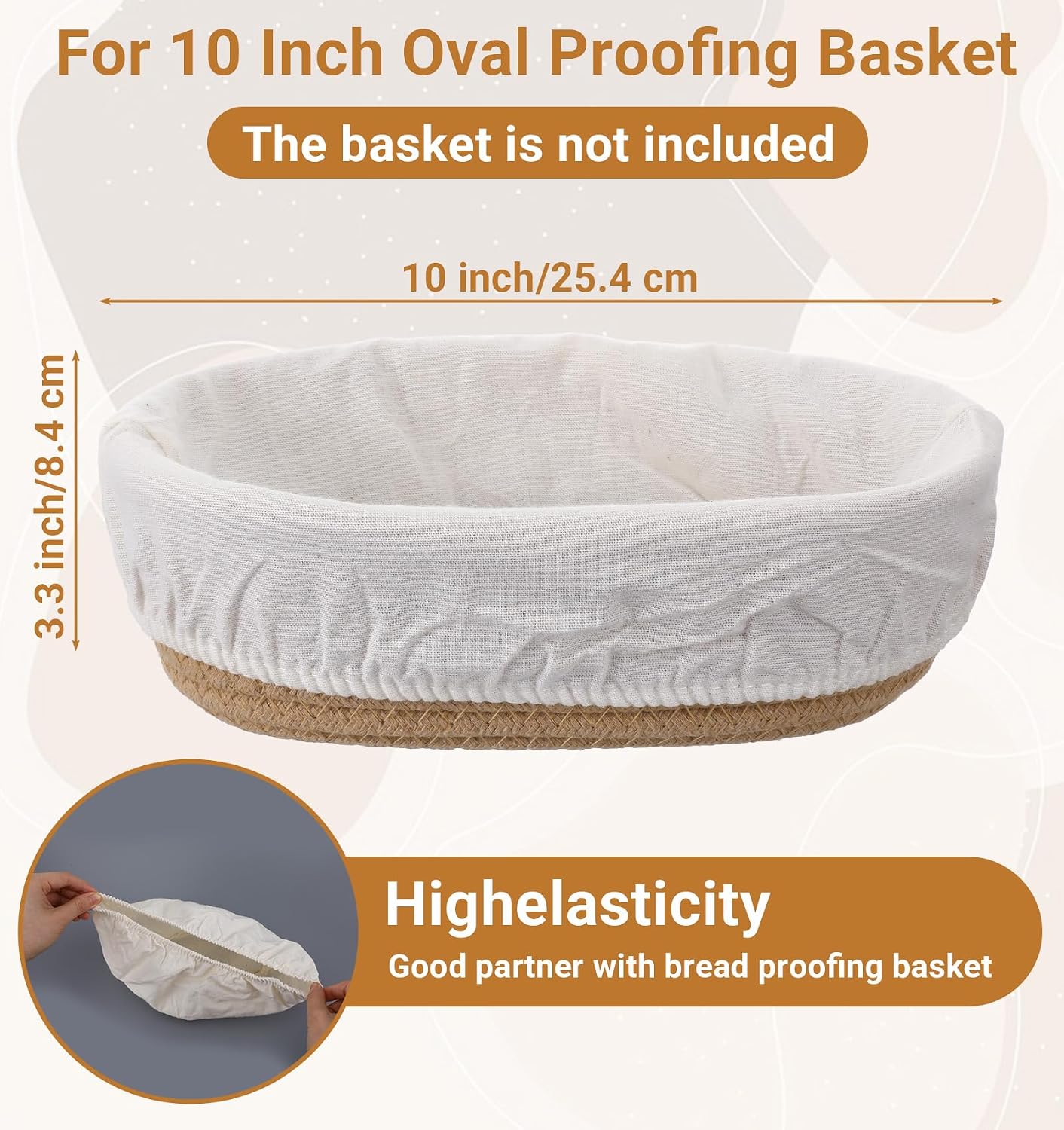 6 Pcs Sourdough Proofing Basket Liner, 10 Inch Oval Bread Proofing Cloth Liner for Banneton Basket Sourdough Baking Dough Baskets Cover (Cotton-Linen, Oval)