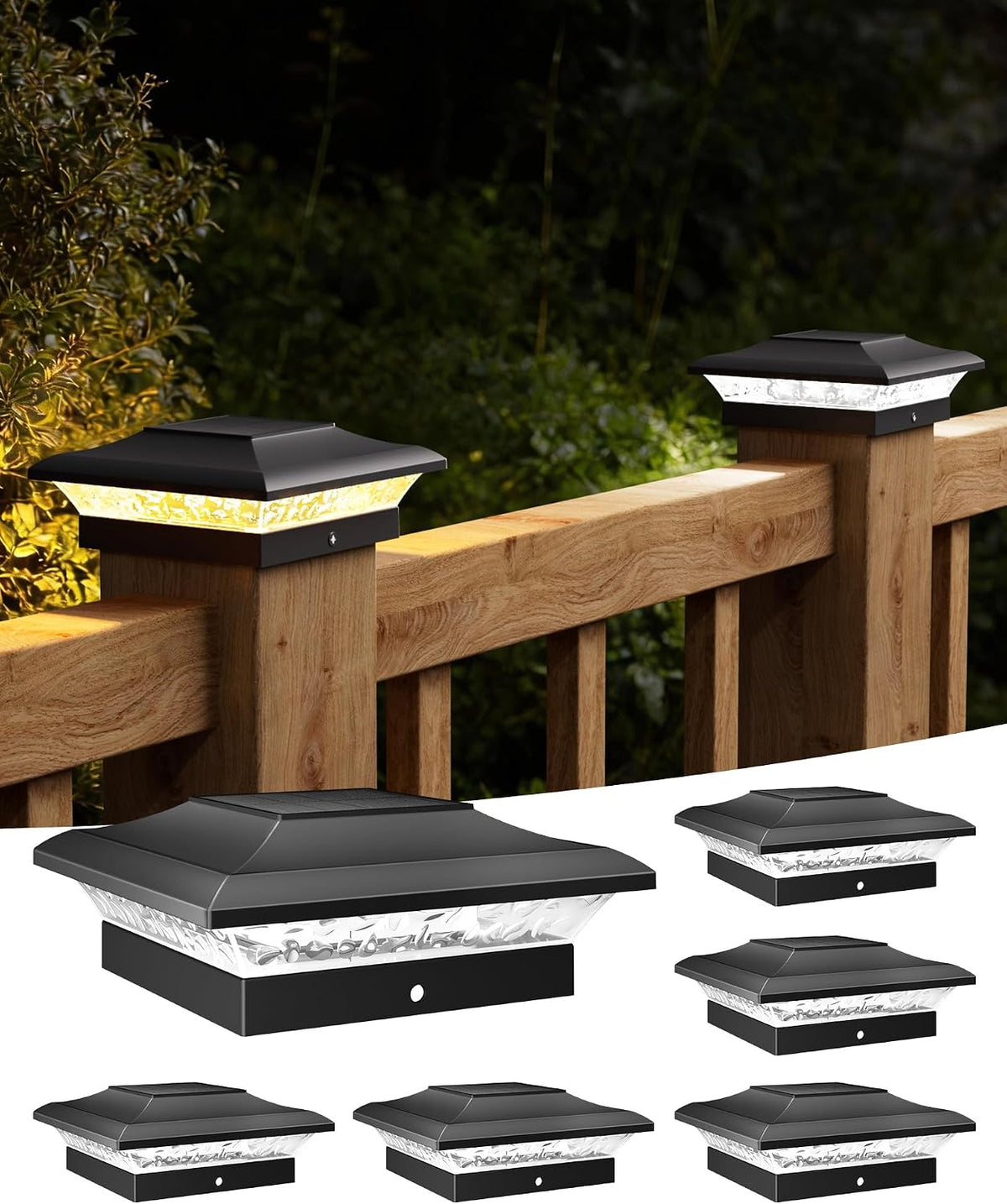 t-sun 4x4 solar post cap light black, 6, main product view