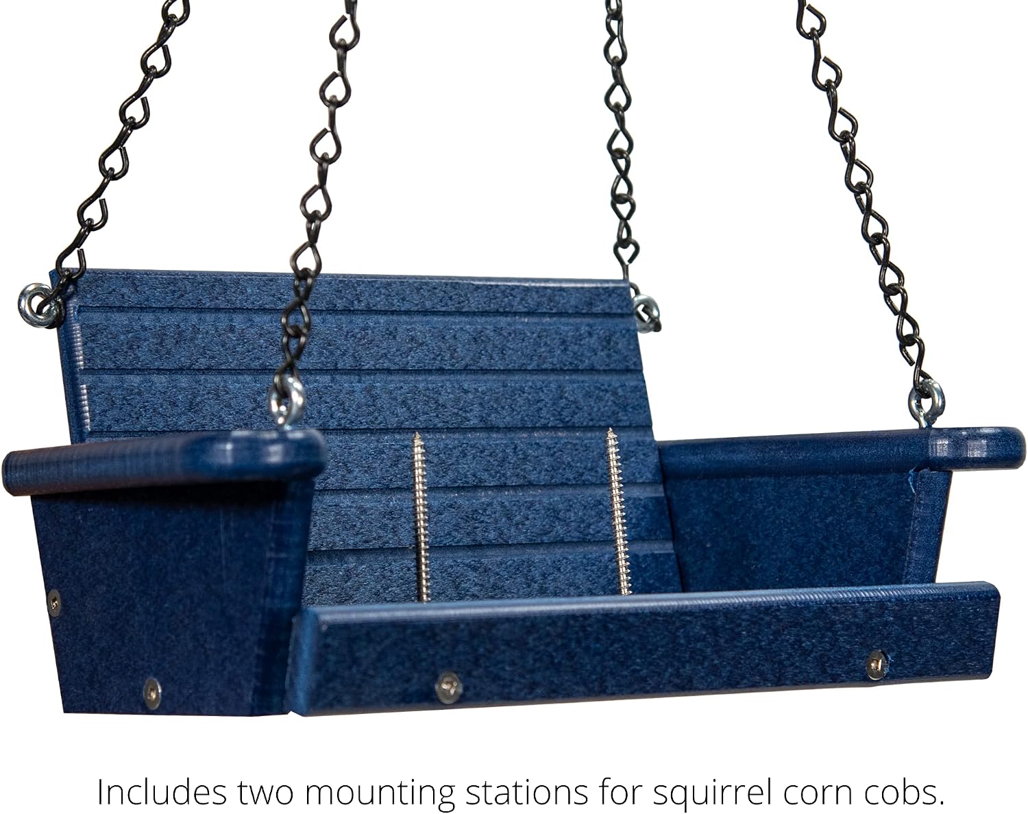 Poly Lumber Squirrel Swing Corn Cob Feeder - Squirrel Feeder, Squirrel Corn Feeder Chair - Cute Swing Feeder for Squirrels - Fill with Corn and Hang (Blue)