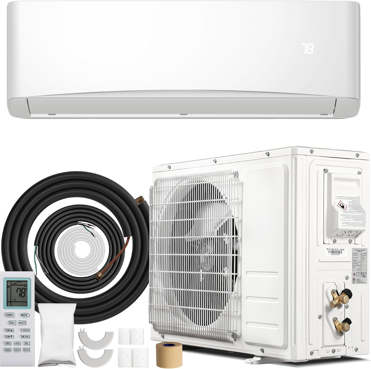 12000btu mini split air conditioner& heater, 17 seer2, main product view