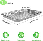 15 Pack Disposable Aluminum Foil Grill Topper Pans, Grill Grate Liners, BBQ Grill Accessories for Outdoor Cooking and Camping - Prevents Food from Falling into Grill or Sticking to Grate
