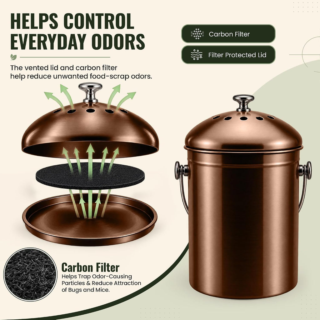 epica kitchen compost bin for kitchen countertops, 1.3, close-up detail