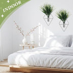 4 Pieces Silver Wall Decor Hanging Planters with Artificial Plants Metal Vase Indoor Aquatic Plant Holder Modern Geometric Wall Art for Home Bathroom Bedroom Living Room Office