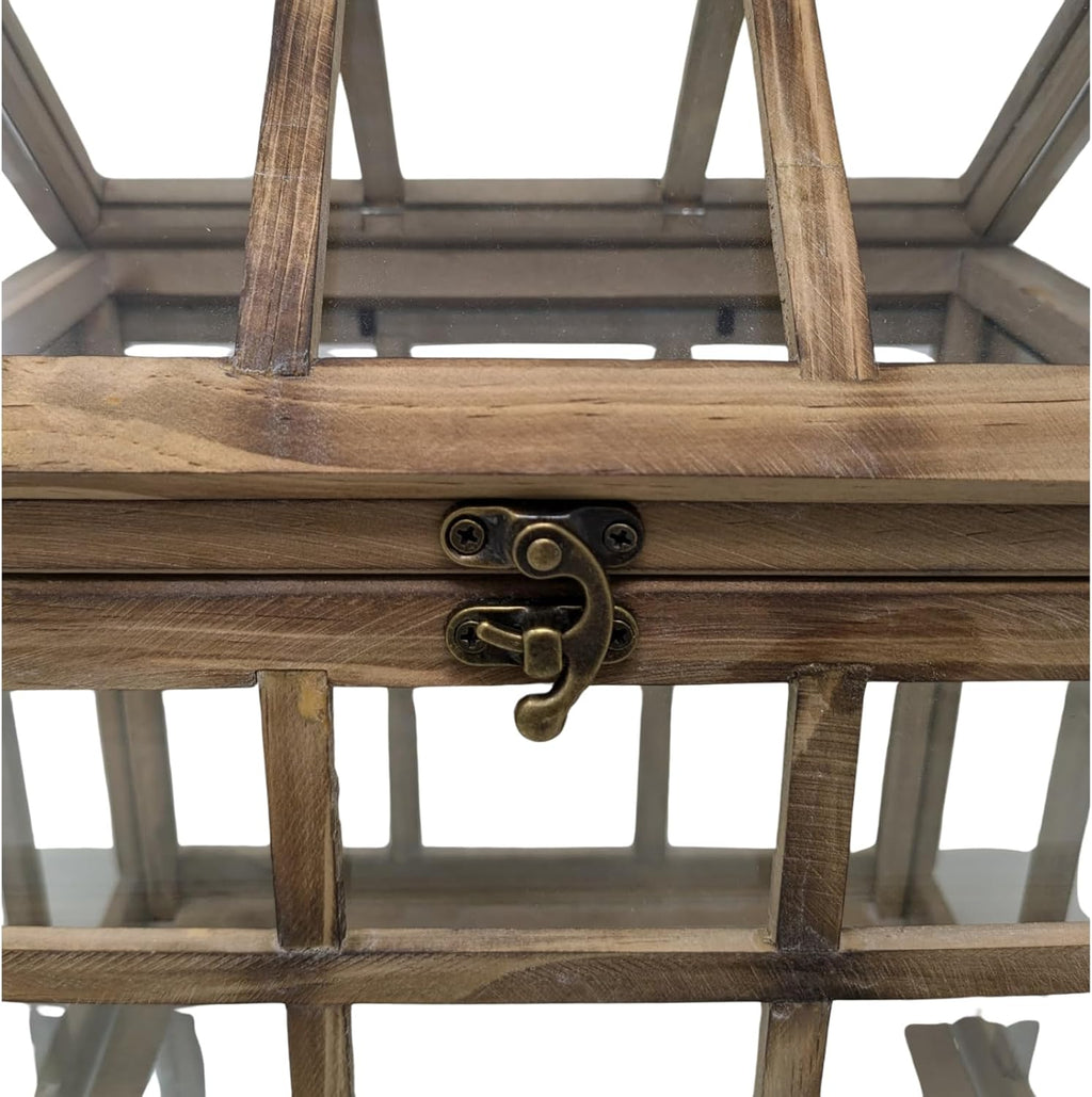 orchid & ivy large rustic wood & glass, close-up detail