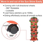 GameXcel Vertical Planter 7 Tier Stackable Planters Garden Planters Strawberry Herb Flower and Vegetable Planter Indoor Outdoor Gardening Pots with Removable Wheels and Tools 2-Pack