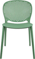 2xhome Patio Dining Chair | Modern Stackable Outdoor Pool Side Chair | Weather Resistant Plastic for Yard, Porch, Balcony, Kitchen, Green, Single, Set of 1