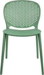 2xhome Patio Dining Chair | Modern Stackable Outdoor Pool Side Chair | Weather Resistant Plastic for Yard, Porch, Balcony, Kitchen, Green, Single, Set of 1