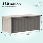EasyUp 180 Gallon Outdoor Storage Box, Resin Waterproof UV-Resistant Deck Box with Hydraulic Lid Support, Reinforced Stability for Patio, Garden, and Poolside, Gray