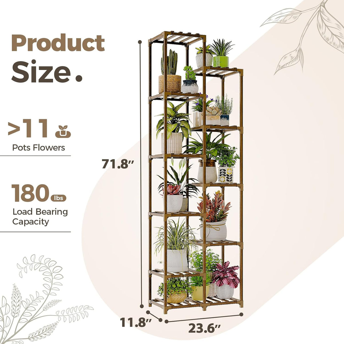 bamworld plant stand indoor outdoor 11 tier tall, package contents