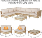 Grand patio 8-Piece Wicker Patio Furniture Set with Lift Top Coffee Storage Table, Outdoor Conversation Set Sectional Sofa with Water Resistant Thick Cushions, Cream