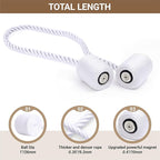 Hion Magnetic Curtain Tiebacks White 4 Pack, Curtain Tiebacks Buckles Holdbacks Holders Hooks Clip for Home Bedroom Office